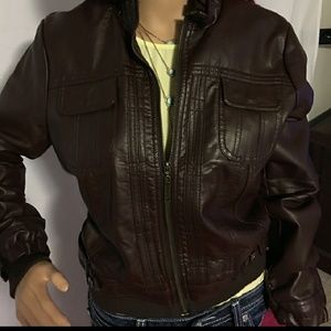 Brown faux leather jacket
